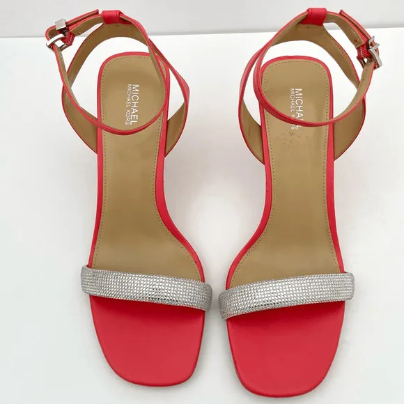 Michael Kors Carrie Coral Jeweled Open Toe High Heel Sandals Women’s 10