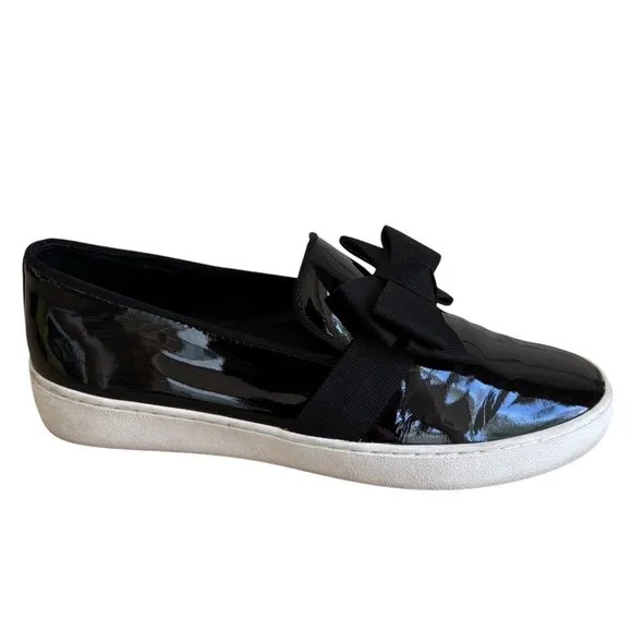 🌹MICHAEL KORS COLLECTION Black Patent Leather Slip-Ons w/ Bow🌹