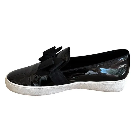 🌹MICHAEL KORS COLLECTION Black Patent Leather Slip-Ons w/ Bow🌹