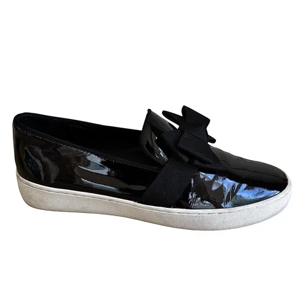 🌹MICHAEL KORS COLLECTION Black Patent Leather Slip-Ons w/ Bow🌹