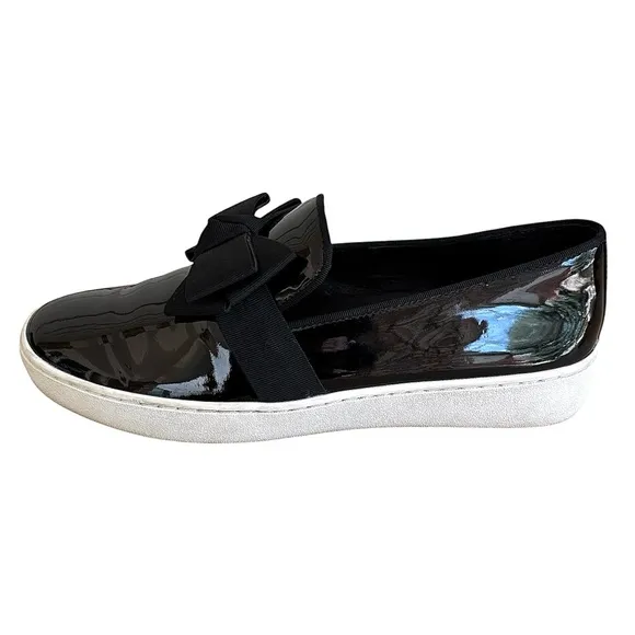 🌹MICHAEL KORS COLLECTION Black Patent Leather Slip-Ons w/ Bow🌹