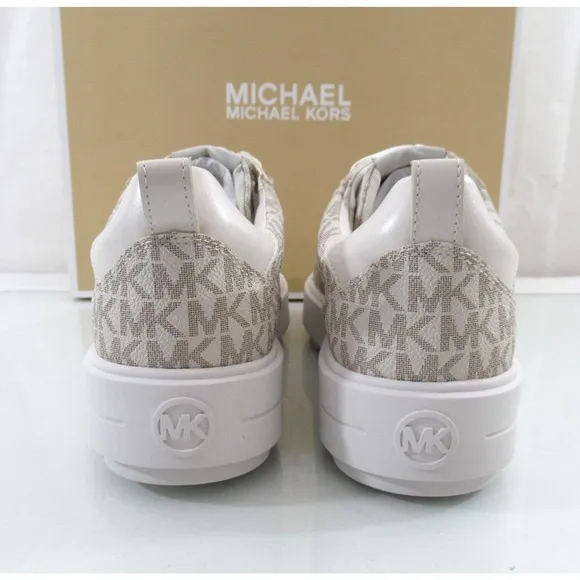 Michael Kors Emmett Lace up MK Logo Jacquard Sneakers Vanilla Beige