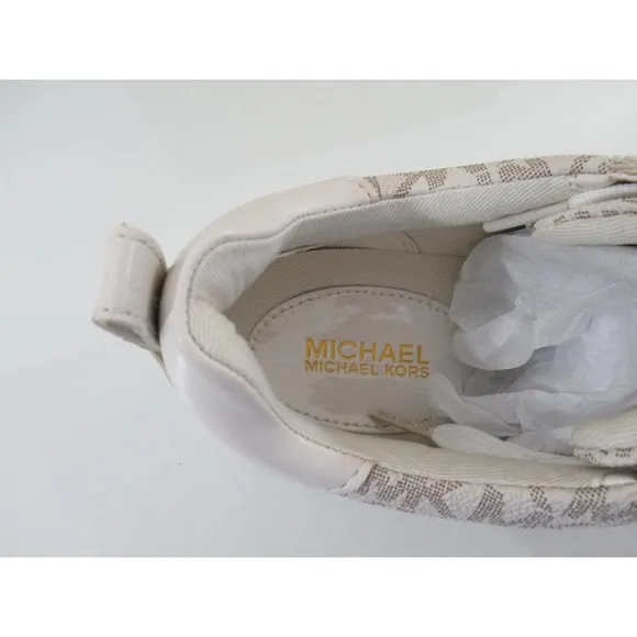 Michael Kors Emmett Lace up MK Logo Jacquard Sneakers Vanilla Beige