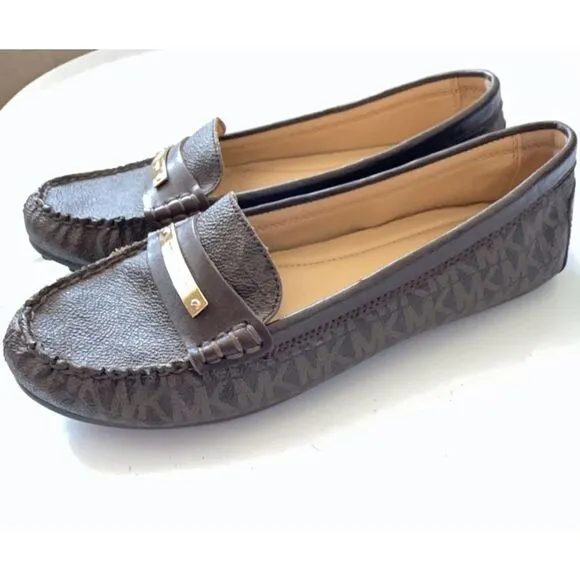 Michael Kors Everett Authentic Brown Logo Slip On Shoes Flats