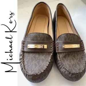 Michael Kors Everett Authentic Brown Logo Slip On Shoes Flats
