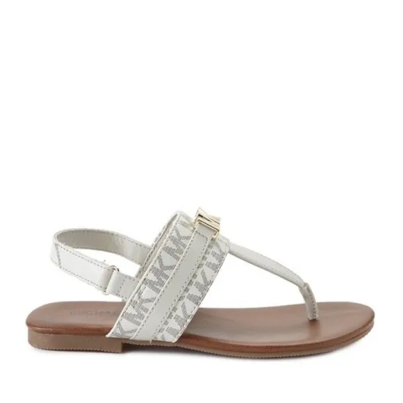 MICHAEL KORS  Girls Jaliyah  MK Logo T-Strap Sandals White Soft Gold -various