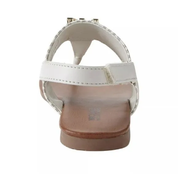 MICHAEL KORS  Girls Jaliyah  MK Logo T-Strap Sandals White Soft Gold -various