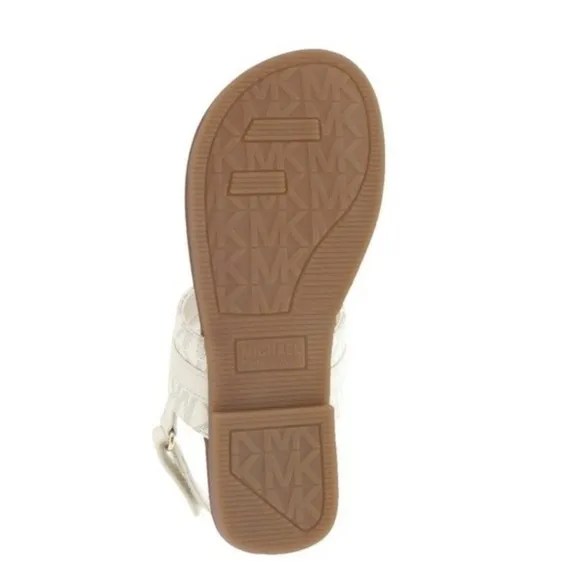 MICHAEL KORS  Girls Jaliyah  MK Logo T-Strap Sandals White Soft Gold -various