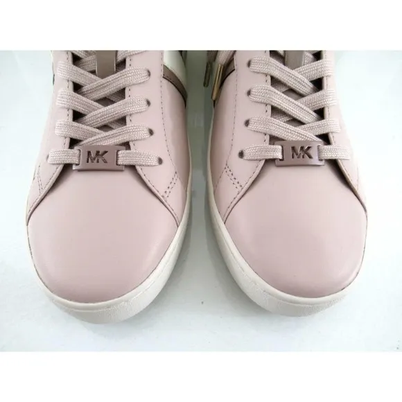 Michael Kors Irving Stripe Lace Up Designer Sneakers MK Logo Soft Pink Size 9.5