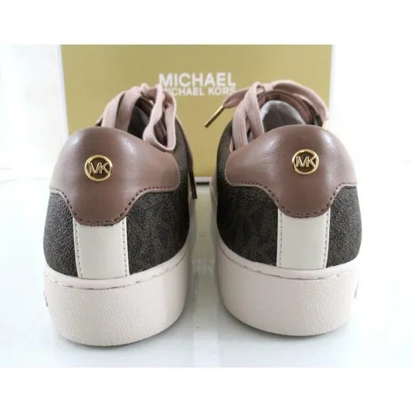 Michael Kors Irving Stripe Lace Up Designer Sneakers MK Logo Soft Pink Size 9.5