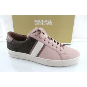 Michael Kors Irving Stripe Lace Up Designer Sneakers MK Logo Soft Pink Size 9.5