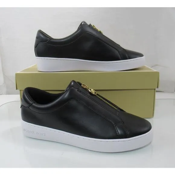 Michael Kors Keaton Zip Slip On Sneakers MK Logo Black Size 7