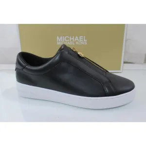 Michael Kors Keaton Zip Slip On Sneakers MK Logo Black Size 7