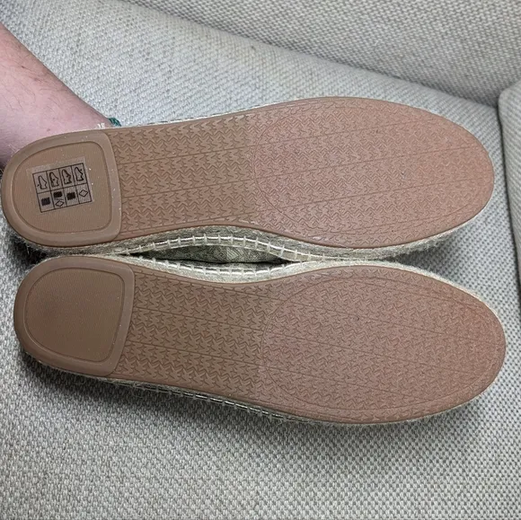 Michael Kors Metallic Logo Print PVC Espadrille Flats sz 9