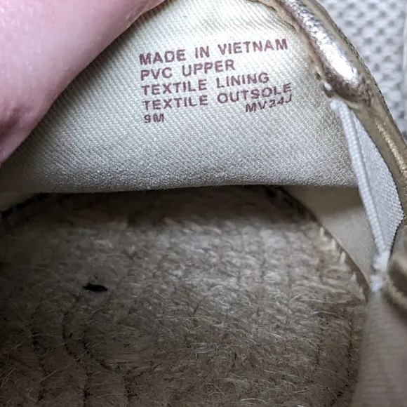 Michael Kors Metallic Logo Print PVC Espadrille Flats sz 9