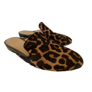 Michael Kors Natasha Leopard Calf Hair Mules Slip-on Flats Women's Sz 7.5 Slides