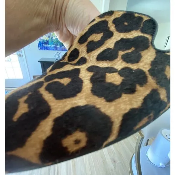 Michael Kors Natasha Leopard Calf Hair Mules Slip-on Flats Women's Sz 7.5 Slides