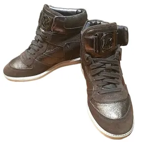 MICHAEL KORS NIKKO HIGH TOP WEDGE SNEAKERS Brown Womens's 7.5