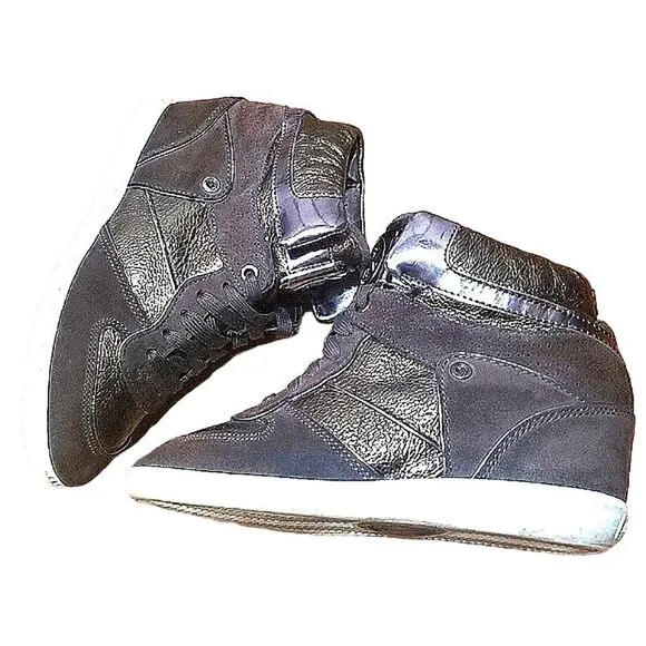 MICHAEL KORS NIKKO HIGH TOP WEDGE SNEAKERS Brown Womens's 7.5