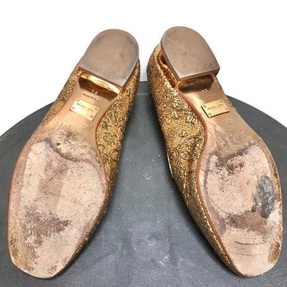 Michael Kors Roxanne Gold Floral Brocade Loafer Regency Renaissance Bridgerton 6