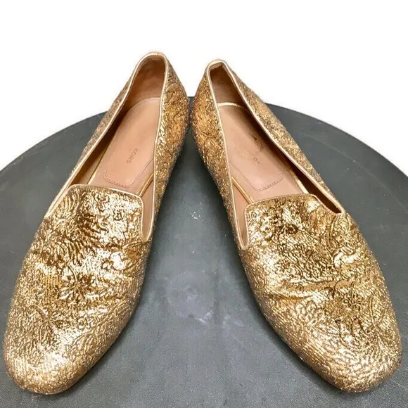 Michael Kors Roxanne Gold Floral Brocade Loafer Regency Renaissance Bridgerton 6