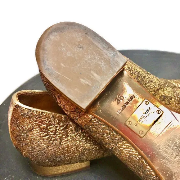 Michael Kors Roxanne Gold Floral Brocade Loafer Regency Renaissance Bridgerton 6