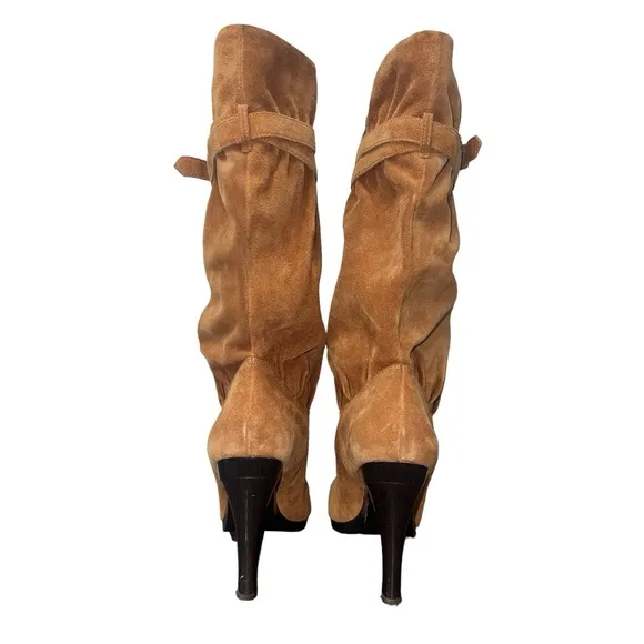 Michael Kors Suede Slouch Cognac Mobwife Leather Pull On Y2K Boots