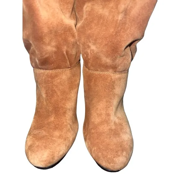 Michael Kors Suede Slouch Cognac Mobwife Leather Pull On Y2K Boots