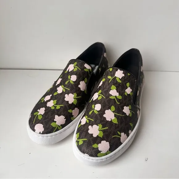 Michael Kors Women’s brown And Pink floral slip on Flats/sneakers Size:6.5