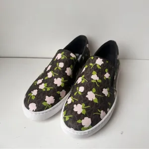 Michael Kors Women’s brown And Pink floral slip on Flats/sneakers Size:6.5