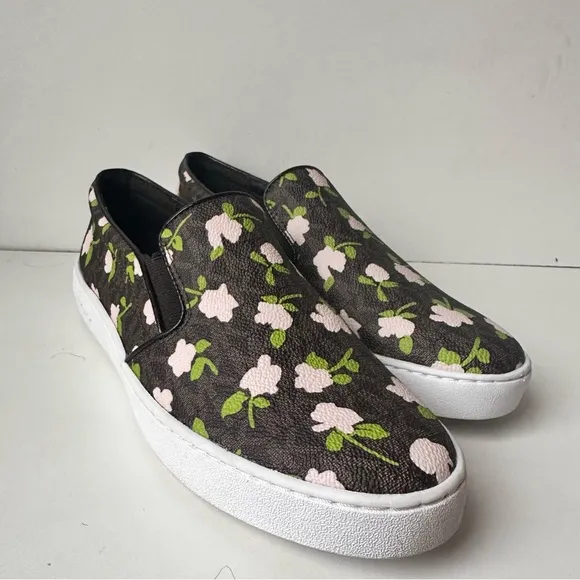 Michael Kors Women’s brown And Pink floral slip on Flats/sneakers Size:6.5