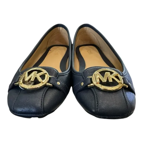 Michael Kors Women's Navy Leather Slp-on Ballet Flats 9