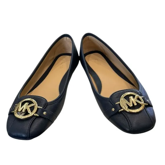 Michael Kors Women's Navy Leather Slp-on Ballet Flats 9