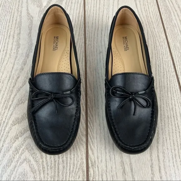 Michael Michael Kors Sutton Bow Moccasin Flat Loafers 8M Black Leather $115