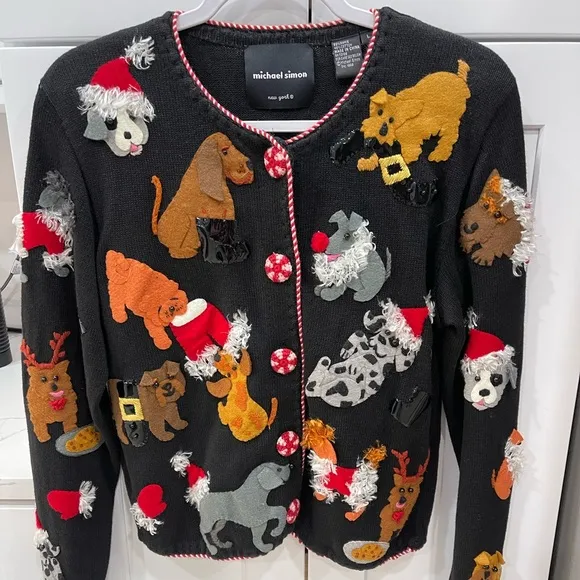 MICHAEL SIMON SIZE L CHRISTMAS THEMED DOG SWEATER