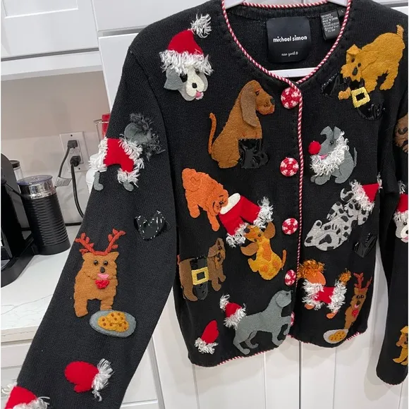 MICHAEL SIMON SIZE L CHRISTMAS THEMED DOG SWEATER