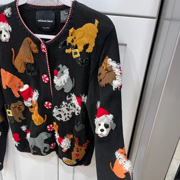 MICHAEL SIMON SIZE L CHRISTMAS THEMED DOG SWEATER