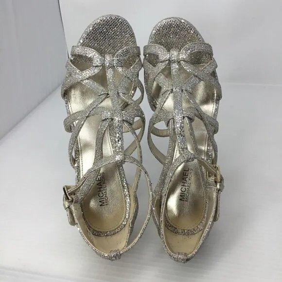 Michael Kors Sandra Glitter Caged Dress Sandals B4