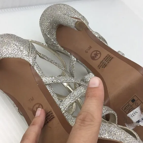 Michael Kors Sandra Glitter Caged Dress Sandals B4