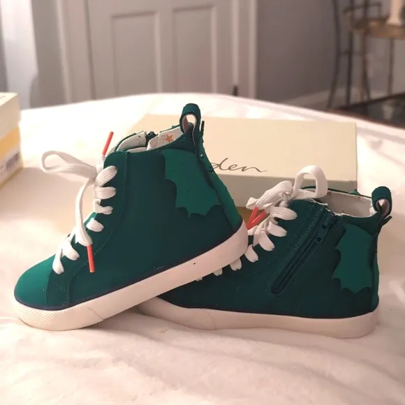 Mini Boden Canvas High Top Sneakers Forest Green Dragon. Size EU28/US11