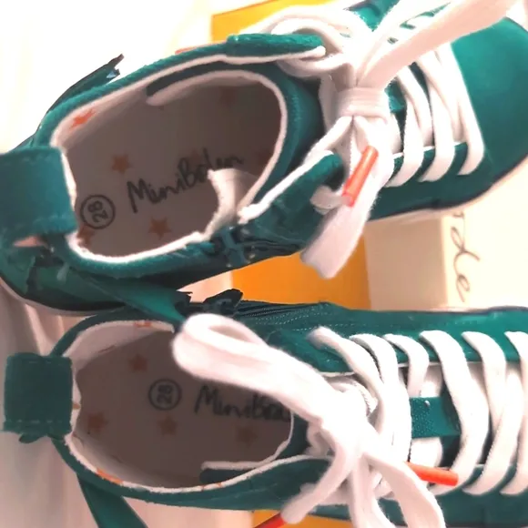 Mini Boden Canvas High Top Sneakers Forest Green Dragon. Size EU28/US11