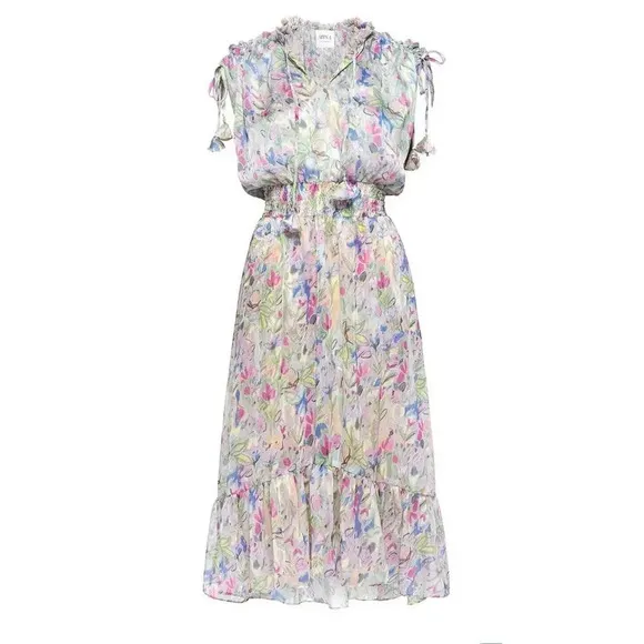 Misa Anais Womens V-Neck Sleeveless Ruffle Tiered Floral Maxi Dress Size XS 1455