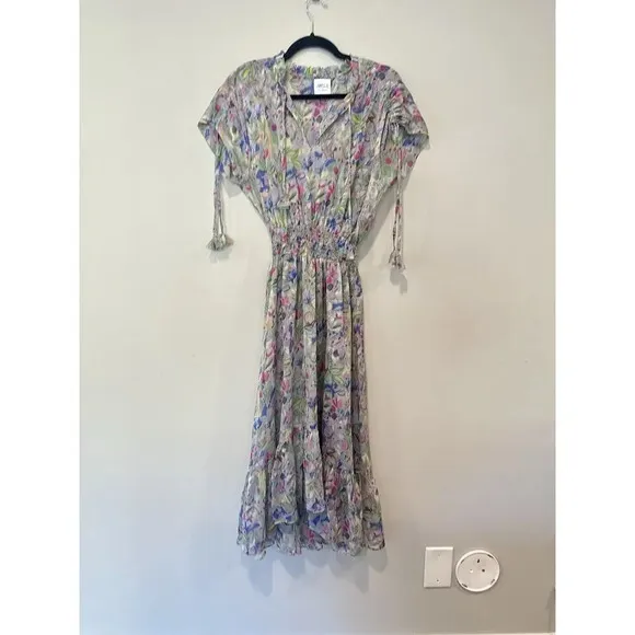 Misa Anais Womens V-Neck Sleeveless Ruffle Tiered Floral Maxi Dress Size XS 1455