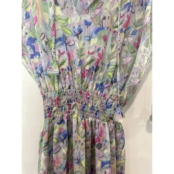 Misa Anais Womens V-Neck Sleeveless Ruffle Tiered Floral Maxi Dress Size XS 1455
