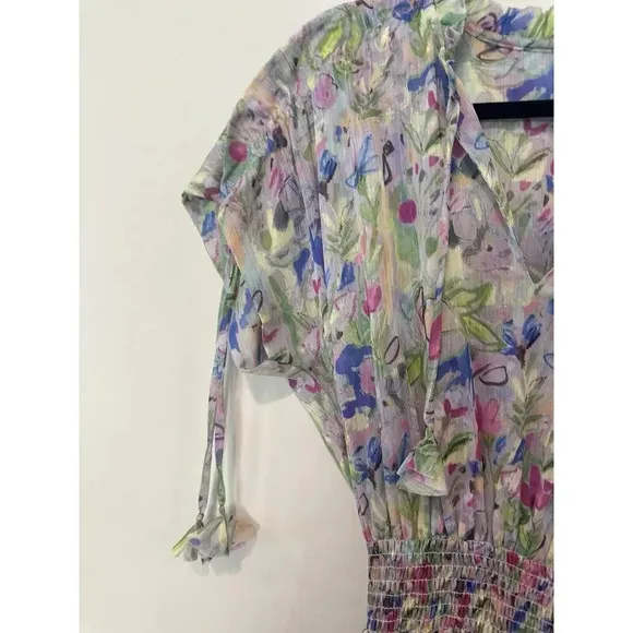 Misa Anais Womens V-Neck Sleeveless Ruffle Tiered Floral Maxi Dress Size XS 1455