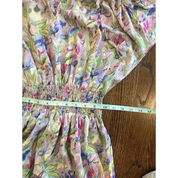 Misa Anais Womens V-Neck Sleeveless Ruffle Tiered Floral Maxi Dress Size XS 1455