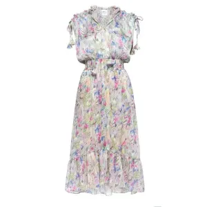 Misa Anais Womens V-Neck Sleeveless Ruffle Tiered Floral Maxi Dress Size XS 1455