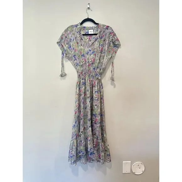 Misa Anais Womens V-Neck Sleeveless Ruffle Tiered Floral Maxi Dress Size XS 1455