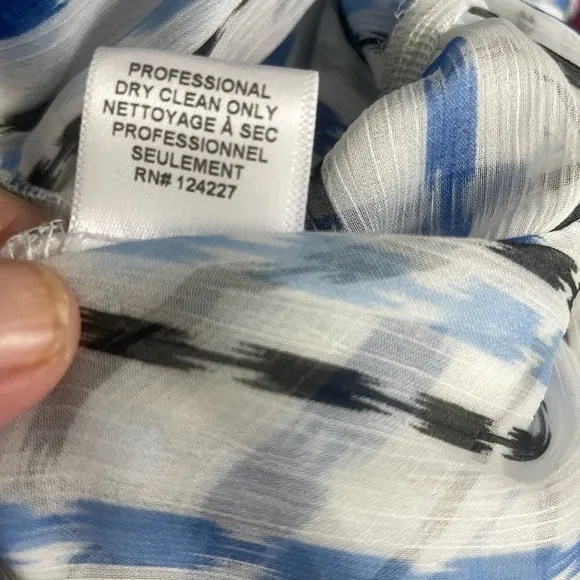 Misa Los Angeles -Dominika Blue &amp; White Striped Gauzy lined Dress Size XL