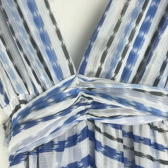 Misa Los Angeles -Dominika Blue &amp; White Striped Gauzy lined Dress Size XL